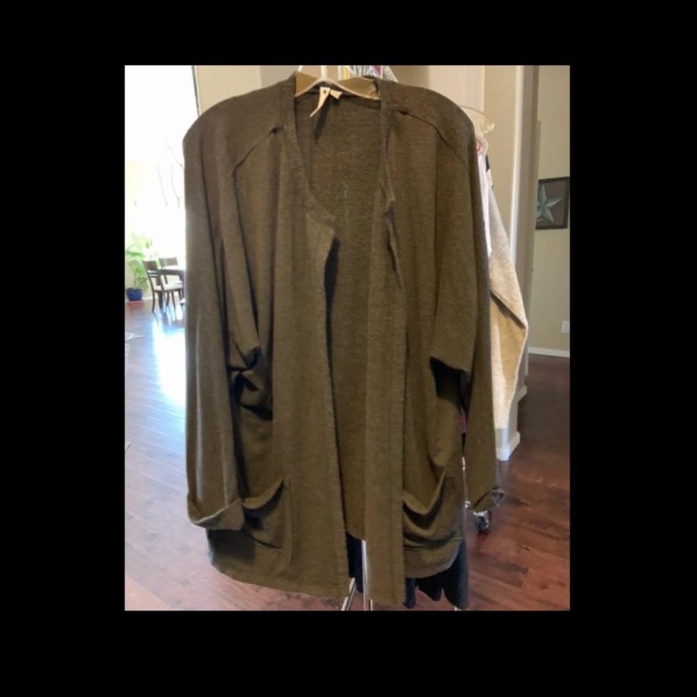 Nordstrom cable gauge 1X cardigan sweater Gray